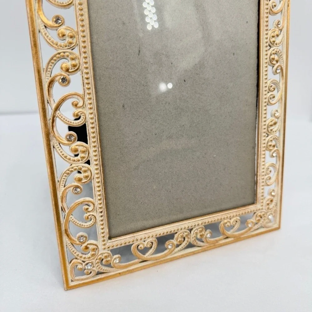 Decorel Picture Frame Gold Filigree Rhinestone Shabby Chic Victorian Decor 5x7